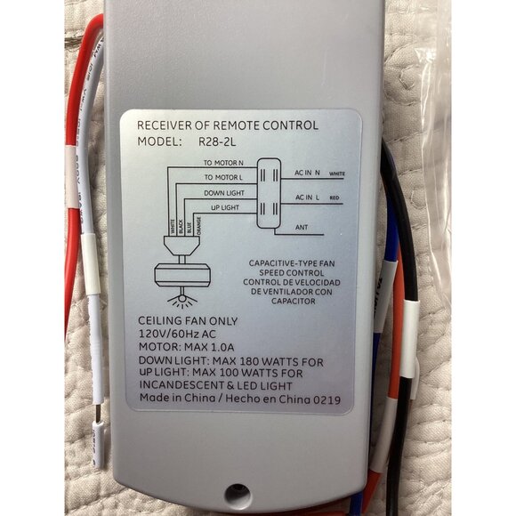 Ceiling Fan Remote Control Kit*Receiver*Model R28-2L*Speed*Light Control*NWB - Picture 5 of 5